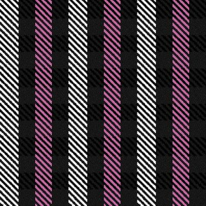Pink Black and White Woven Look Stripe