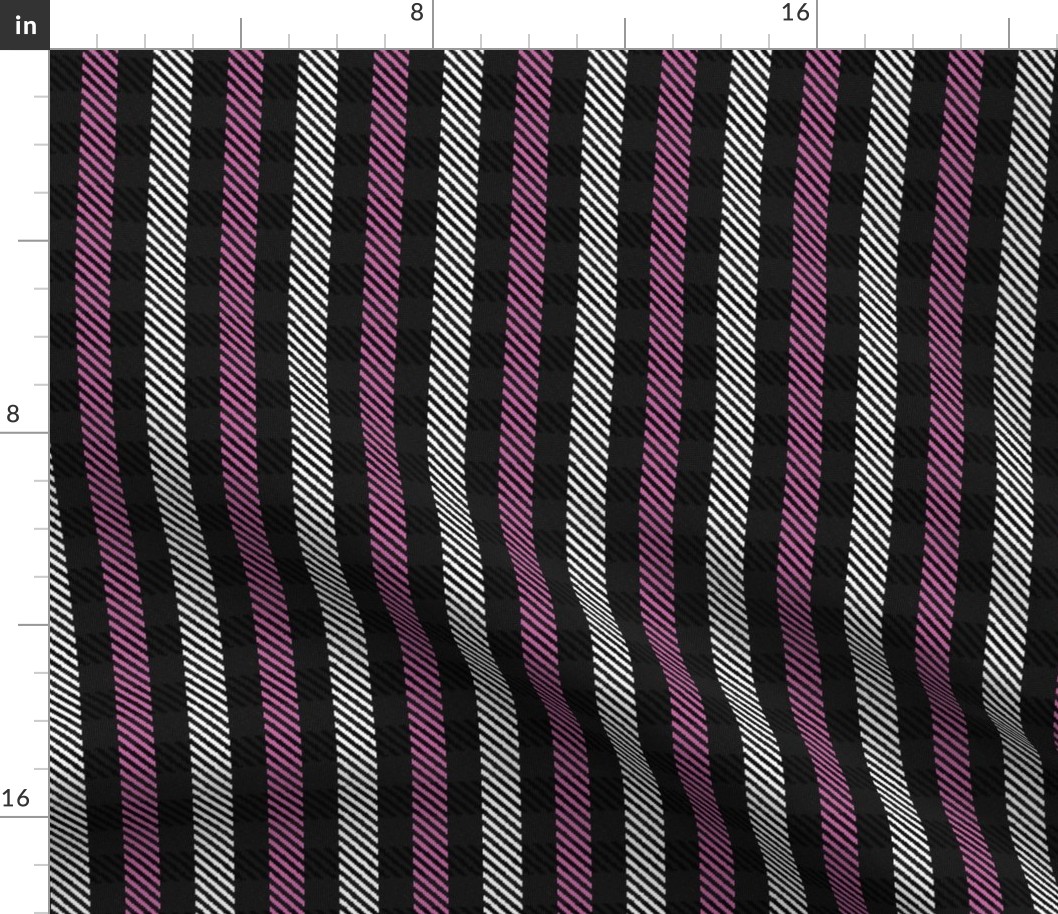 Pink Black and White Woven Look Stripe