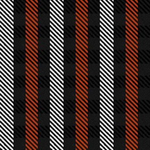 Orange Black and White Woven Look Halloween Stripe