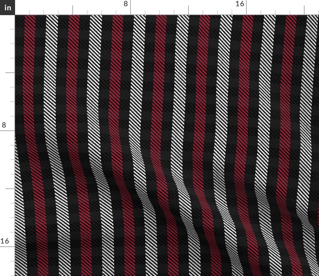 Red Black and White Woven Look Stripe