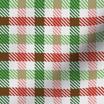 Asymmetric Red Green Pink and White Christmas Plaid