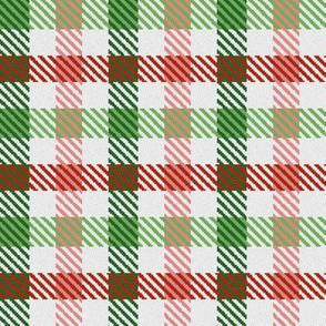 Asymmetric Red Green Pink and White Christmas Plaid