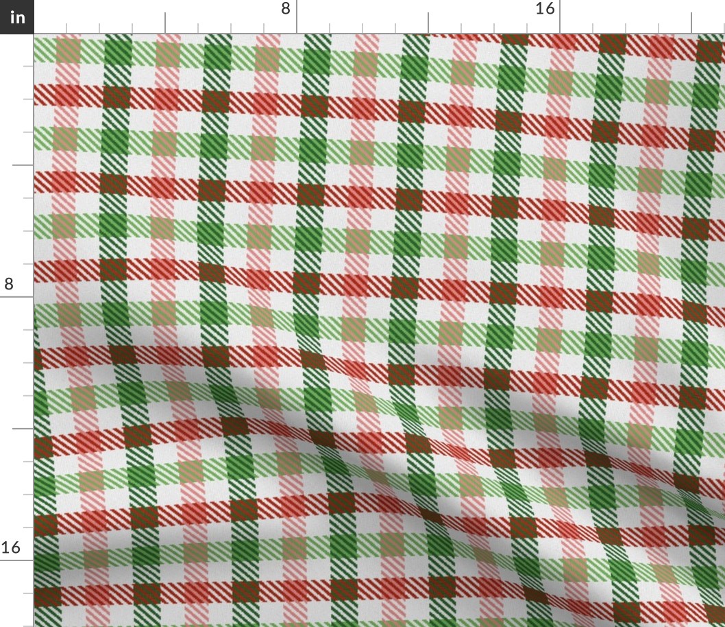 Asymmetric Red Green Pink and White Christmas Plaid