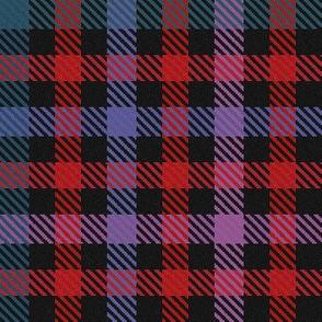 Slate Red Violet Pink and Black Asymmetric Plaid