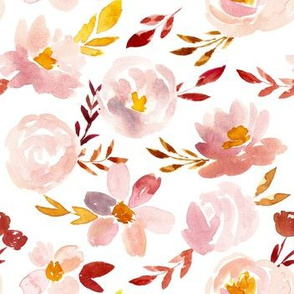 Blush Gold Rust Soft Watercolor Floral 