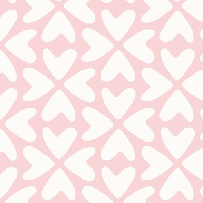 Bold Love / medium scale / beige on soft pink playful hearts pattern modern geometric