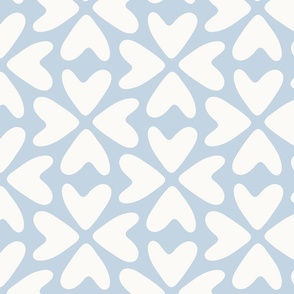 Bold Love / medium scale / playful abstract geometric hearts light blue