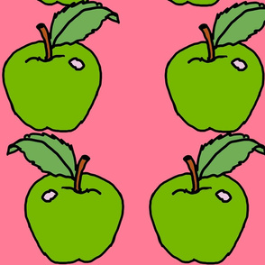 green apples on pink