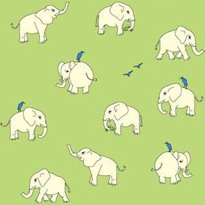 elephants on green