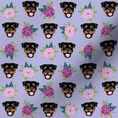 rottweiler floral dog head fabric // floral dog fabric, rottweiler dog fabric, dog breed fabric, dog florals fabric, pet friendly - mint