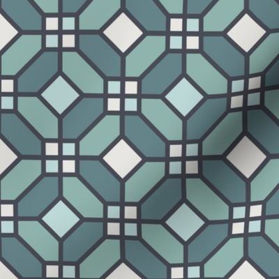 Geometric Pattern: Art Deco Tile: Sea Foam (standard)