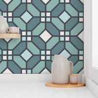 Geometric Pattern: Art Deco Tile: Sea Foam (standard)