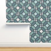 Geometric Pattern: Art Deco Tile: Sea Foam (standard)