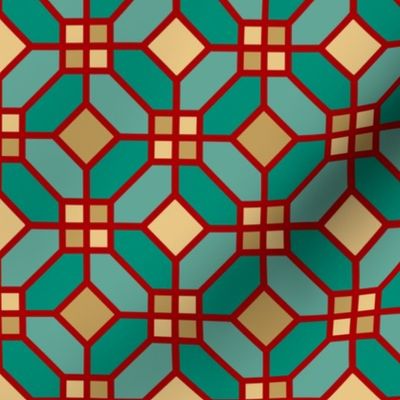 Geometric Pattern: Art Deco Tile: Turquoise