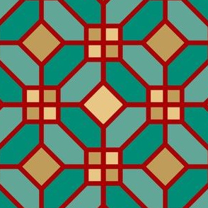Geometric Pattern: Art Deco Tile: Turquoise