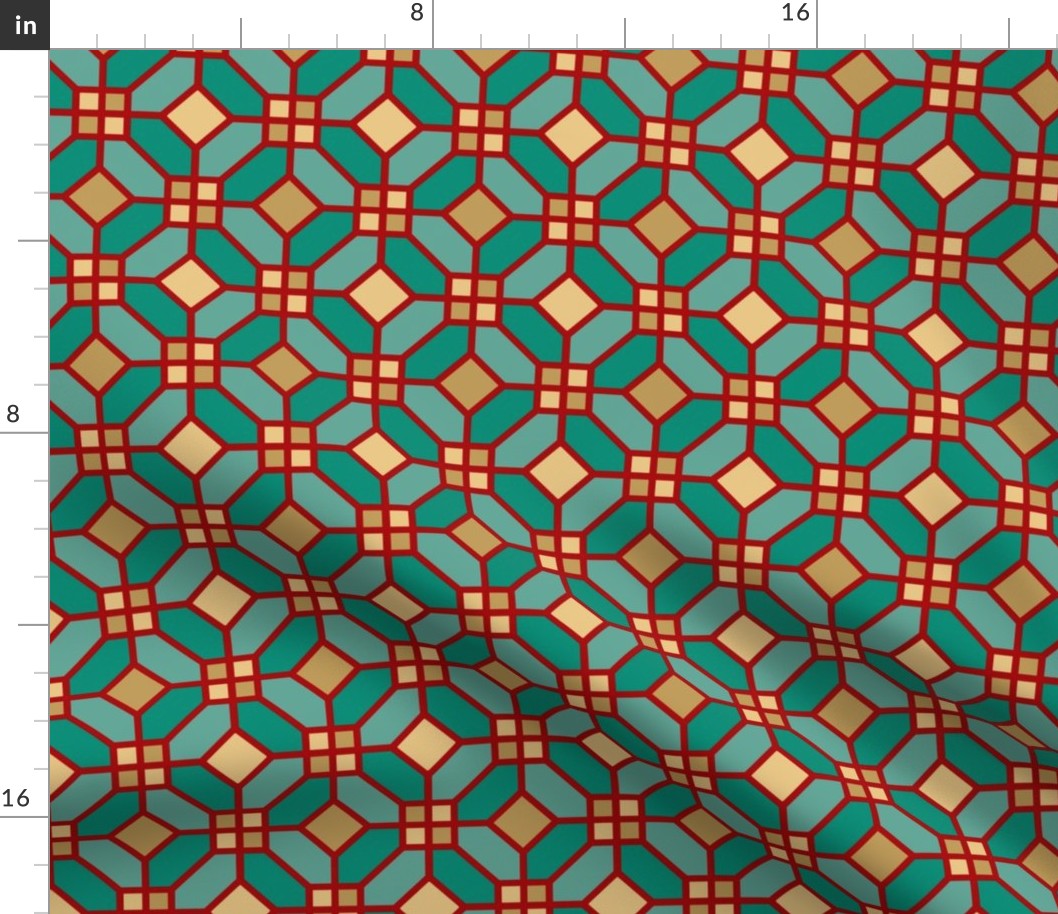 Geometric Pattern: Art Deco Tile: Turquoise