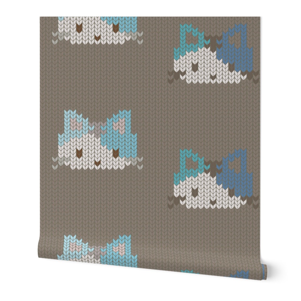 Cute Kittens Knitted  Blue & Gray