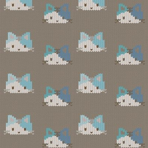 Cute Kittens Knitted  Blue & Gray