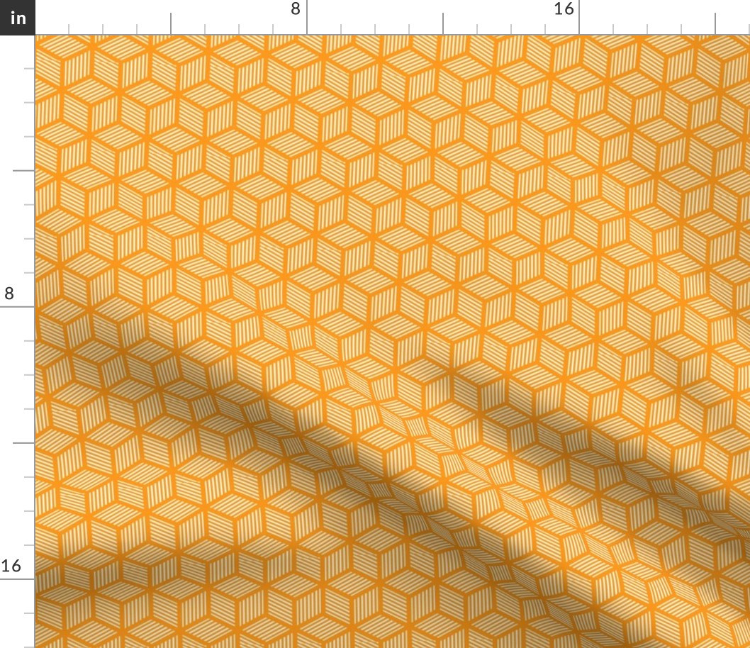 Geometric Pattern: Cube Stripe: Orange