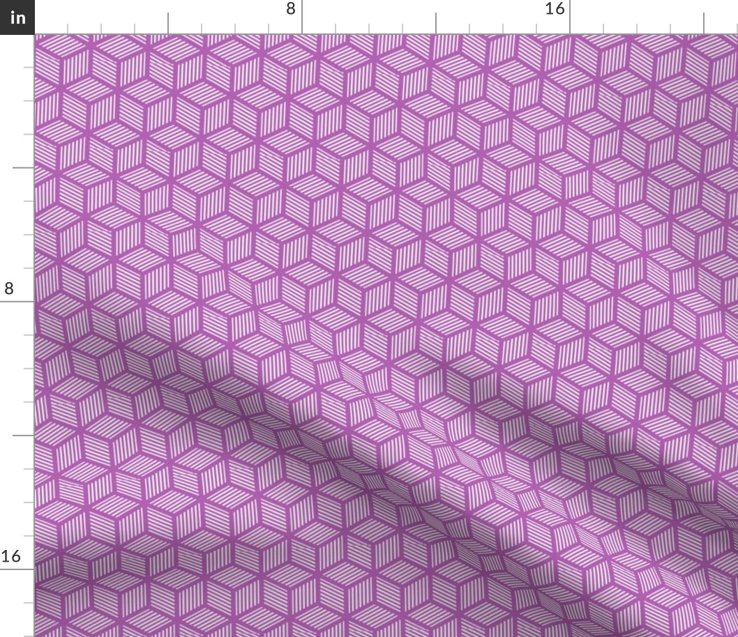 Geometric Pattern: Cube Stripe: Purple