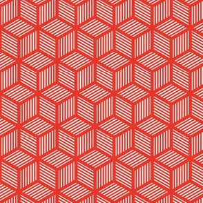 Geometric Pattern: Cube Stripe: Red