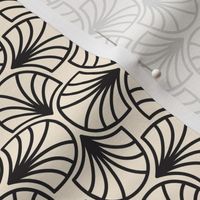 Geometric Pattern: Art Deco: Curve Outline: Black/Cream