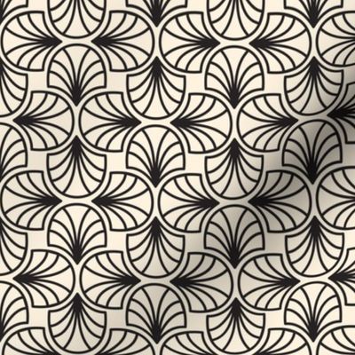 Geometric Pattern: Art Deco: Curve Outline: Black/Cream