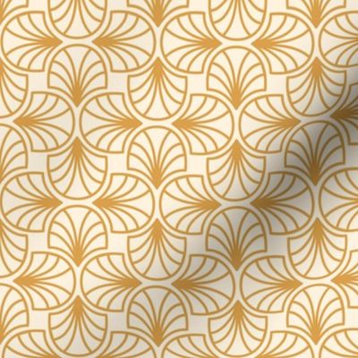 Geometric Pattern: Art Deco: Curve Outline: Gold/Cream