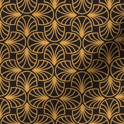 Geometric Pattern: Art Deco: Curve Outline: Gold/Black
