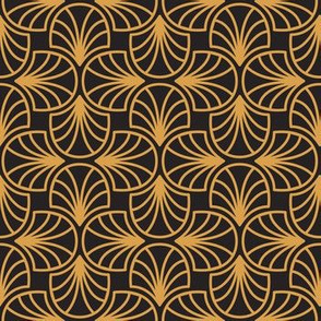 Geometric Pattern: Art Deco: Curve Outline: Gold/Black