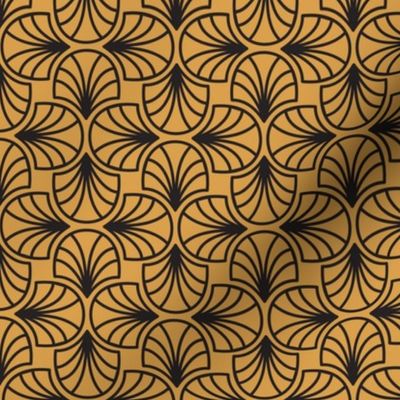 Geometric Pattern: Art Deco: Curve Outline: Black/Gold