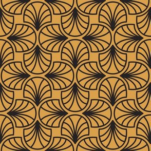 Geometric Pattern: Art Deco: Curve Outline: Black/Gold
