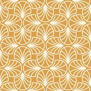 Geometric Pattern: Art Deco: Curve Outline: Cream/Gold