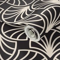 Geometric Pattern: Art Deco: Curve Outline: Cream/Black