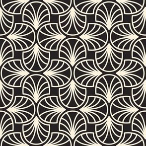 Geometric Pattern: Art Deco: Curve Outline: Cream/Black