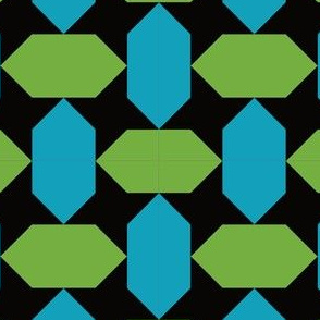 Geometric Pattern: Star Lozenge: Blue/Green