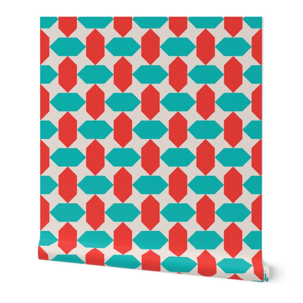 Geometric Pattern: Star Lozenge: Blue/Red