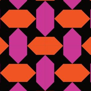 Geometric Pattern: Star Lozenge: Orange/Pink