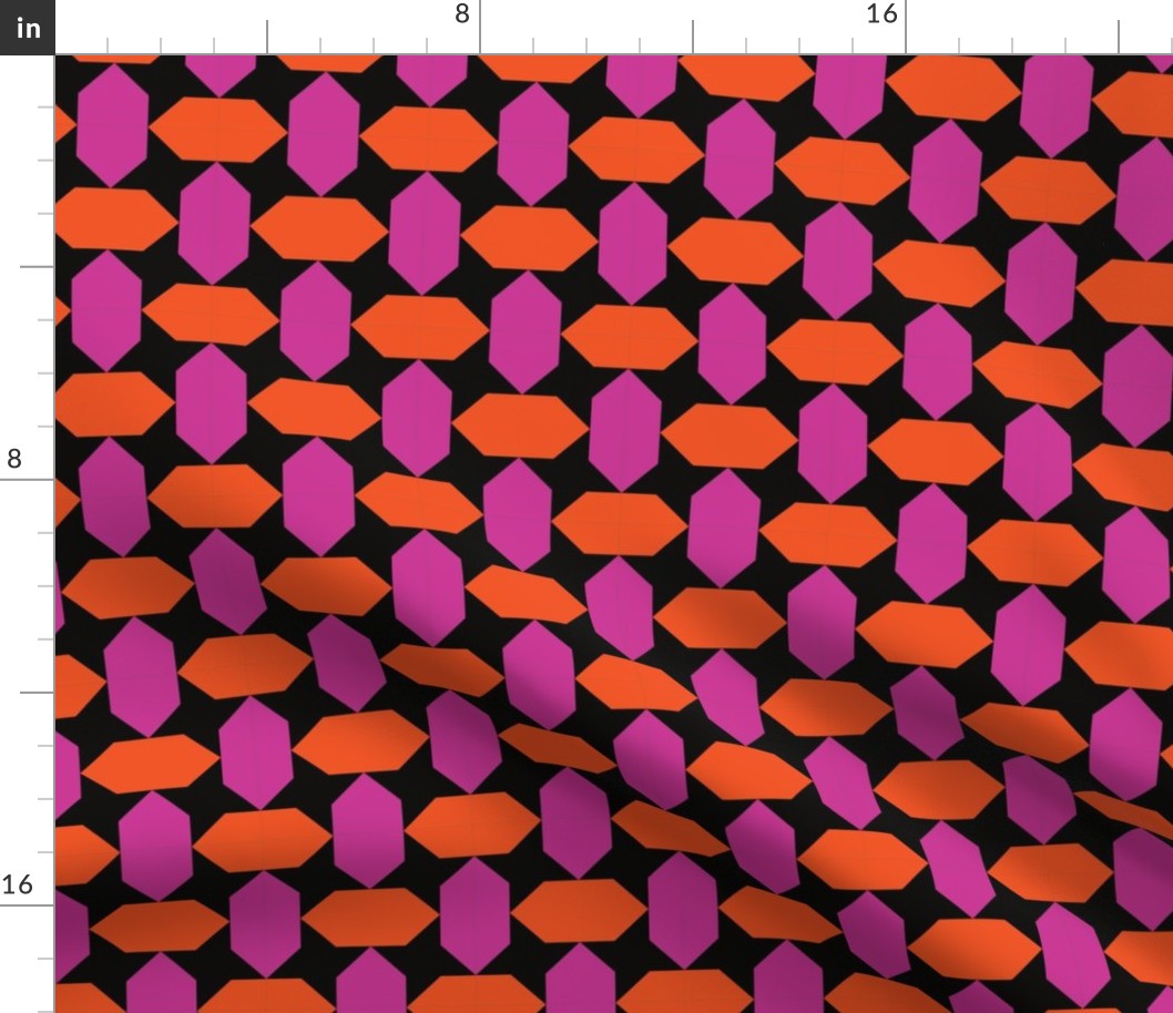 Geometric Pattern: Star Lozenge: Orange/Pink