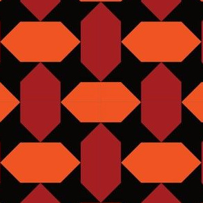 Geometric Pattern: Star Lozenge: Orange/Red
