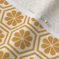 Geometric Pattern: Hexagon Flower: Gold/Cream