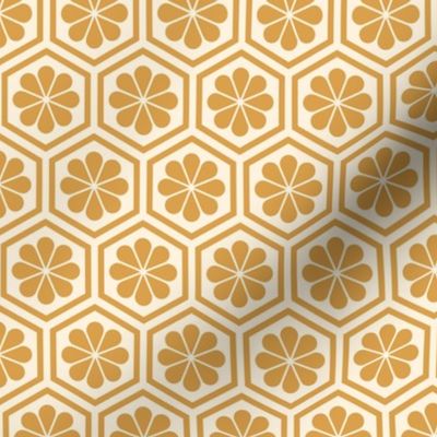 Geometric Pattern: Hexagon Flower: Gold/Cream