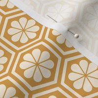 Geometric Pattern: Hexagon Flower: Cream/Gold