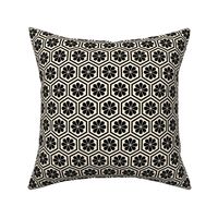 Geometric Pattern: Hexagon Flower: Black/Cream