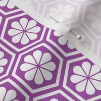 Geometric Pattern: Hexagon Flower: White/Purple