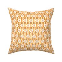 Geometric Pattern: Hexagon Flower: White/Orange