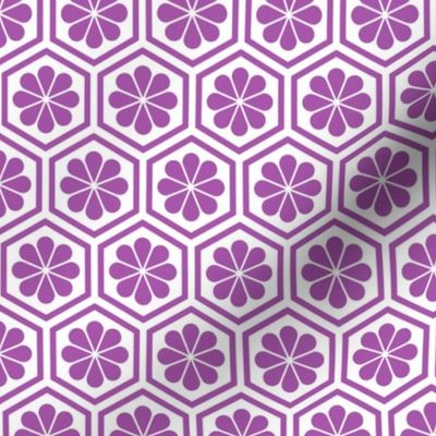 Geometric Pattern: Hexagon Flower: Purple/White