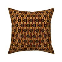 Geometric Pattern: Hexagon Flower: Black/Orange