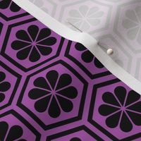 Geometric Pattern: Hexagon Flower: Black/Purple