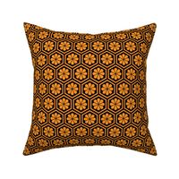 Geometric Pattern: Hexagon Flower: Orange/Black